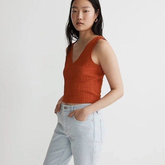 Madewell vneck sleeveless crop top copper washed orange - Picture 2 of 6